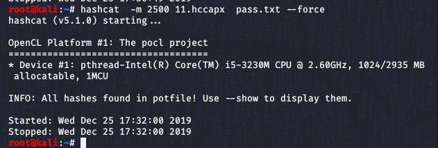 hashcat破解wifi八位数字加英文